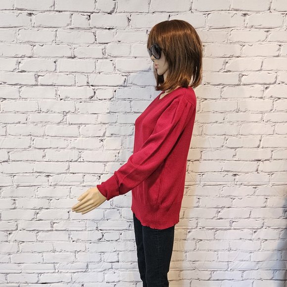 MASSIMO DUTTI, red wool sweater, size: large - Picture 6 of 11